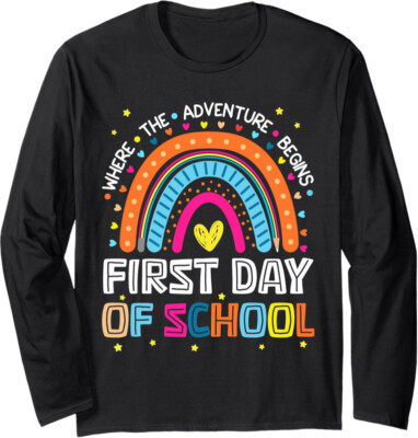 Where The Adventure Begins First Day Of School Cute Long Sleeve Tshirt