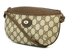 Gucci GG Supreme PVC Leather Brown Vintage Shoulder Bag Crossbody Bag Authentic
