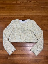 Lulus Womens Cropped Blazer Jacket Size Medium Colorful Ivory Speckled Knit