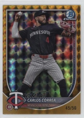 2025 Bowman Chrome Gold Geometric Refractor /50 Carlos Correa #54 14md