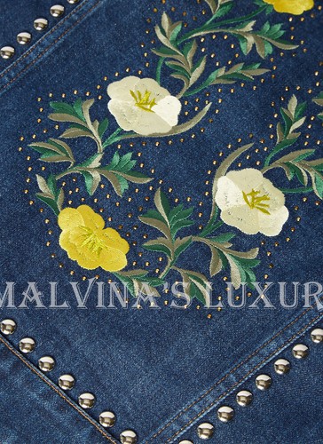 STELLA MCCARTNEY DENIM JACKET FLORAL EMBROIDERED STUDDED BLUE COTTON $1,930 42 6 - Picture 8 of 8