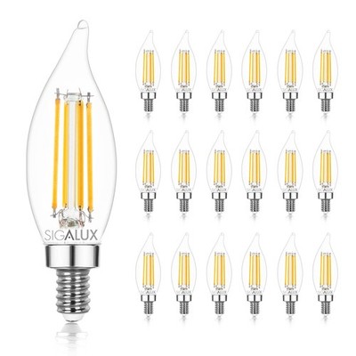 E12 Bulb Candelabra Base 60 watt Chandelier Light Bulbs Dimmable, Flame Tip C...