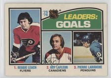 1976 O-Pee-Chee League Leaders Pierre Larouche Guy Lafleur Reggie Leach HOF 0m8e