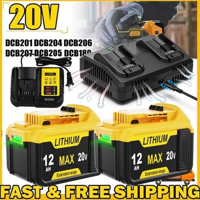 For De-Walt 20V 20 Volt Max 12.0AH Lithium Ion Battery DCB206-2 DCB210 / Charger