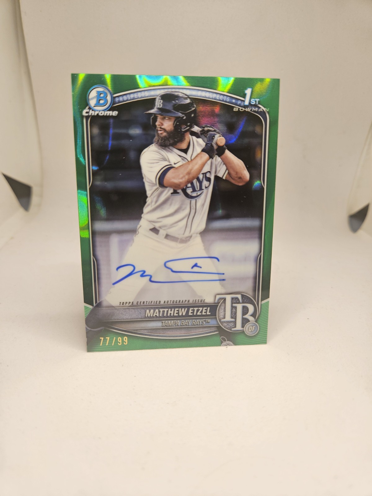 2025 Bowman Chrome Matthew Etzel 1st  Green Auto /99 Rays #CPA-ME