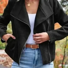 NEW Black Zip Up Fall Jacket Fashion Style Mo...