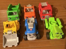 Fischer Price 6 Vehicle Lot Tractor Tow Garbage Fire Truck Farm Little People