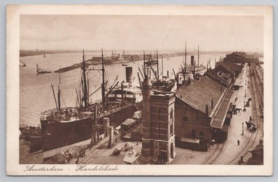 Amsterdam Handelskade Handelskai Hafen Schiffe Docks Niederlande Postkarte