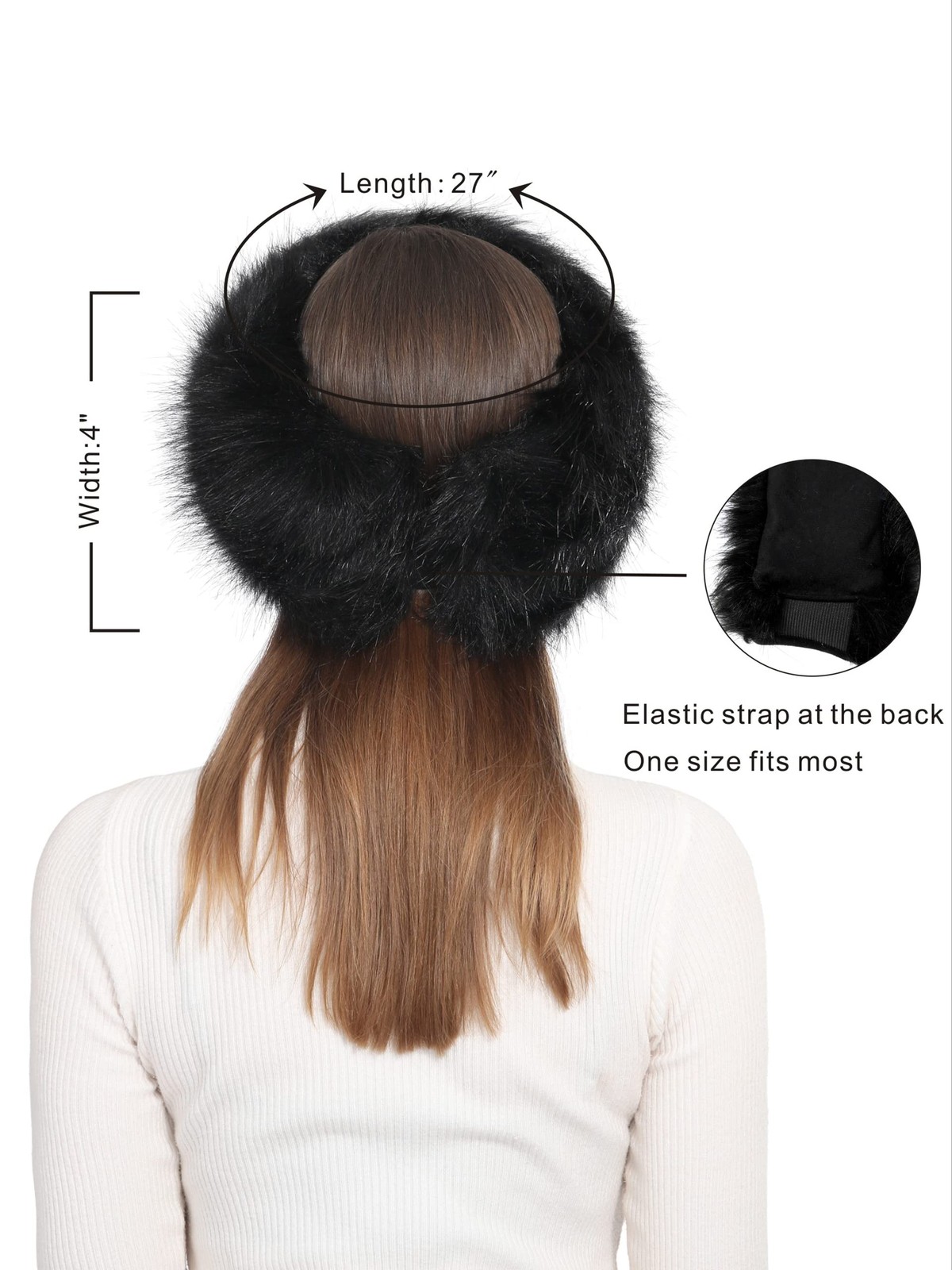 Faux Fur Headband Women Winter Earwarmer Earmuff, Elastic Hair Band Accessory