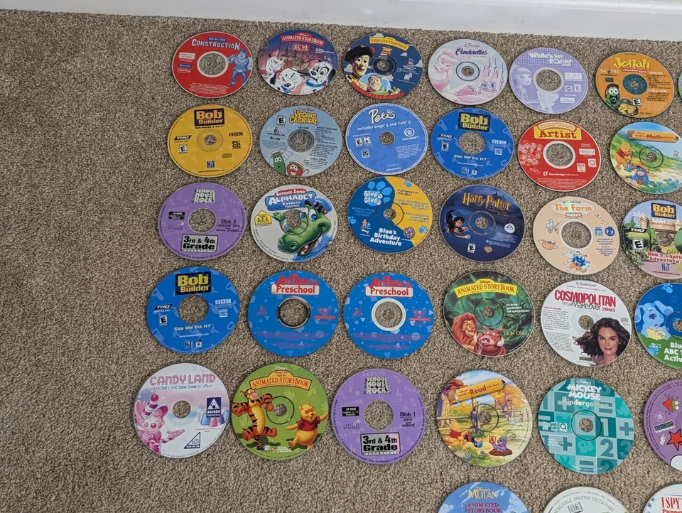 Lote de 55 Juegos Educativos Niños Windows PC Disney Nickeloden CD-ROM De Colección Años 90 Foto 2 de 4