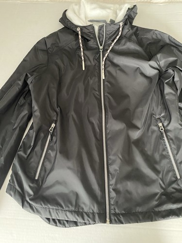 Free Country Jacket women L black hood pocket’s zip up lightweight wind breaker - Picture 3 of 12