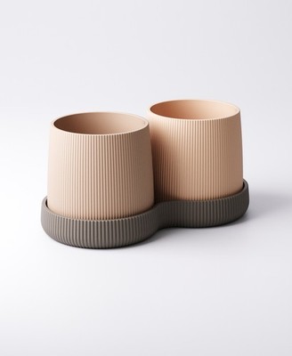 2er Set Blumentopf wasserdicht mit Untersetzer 3D-gedruckt