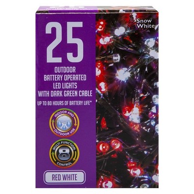 Lichterkette Weihnachten kaltweiß und rot 25 Glühbirnen 2m - 50cm Zuleitung x 1