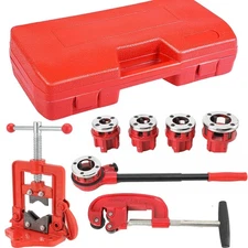 Handheld Pipe Threader Ratchet Kit, Portable Ratcheting Pipe Threading Tool