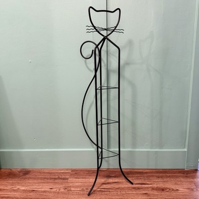 Cat Shaped Metal CD Disc Rack Storage Holder Tall Floor Standing Vintage Y2K