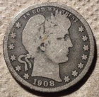 1908-O Barber Silver Quarter