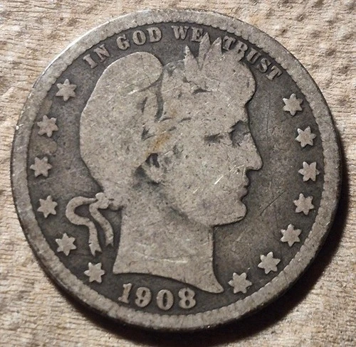 1908-O Barber Silver Quarter