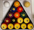 CLEANED & POLISHED ARAMITH/BRUNSWICK/HYATT POOL BALLS W/RACK IN GENERIC BOX (24) — photo 4