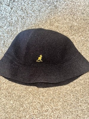 Kangol Bermuda Bucket Hat L-XL Black Vintage Hip Hop Streetwear