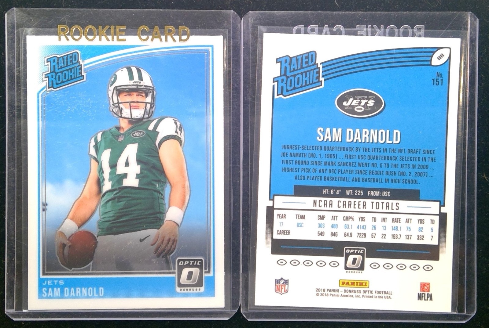 2018 Donruss Optic - Rated Rookie Sam Darnold #151 (RC) - New York Jets