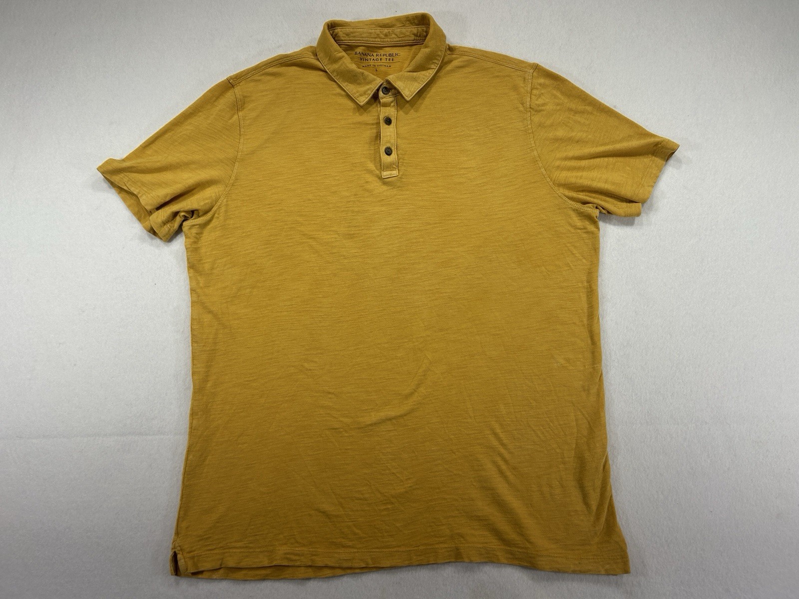 Banana Republic Vintage Tee Polo Shirt Mens Large Mustard Yellow 100% Cotton