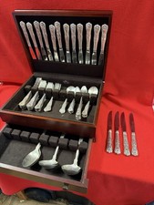 Vintage WWII United States Navy USN Kings Pattern Silver Plated Flatware Set
