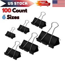 Binder Clips Paper Clamps Assorted Sizes 100 Count Black , X Large, Large, Medi