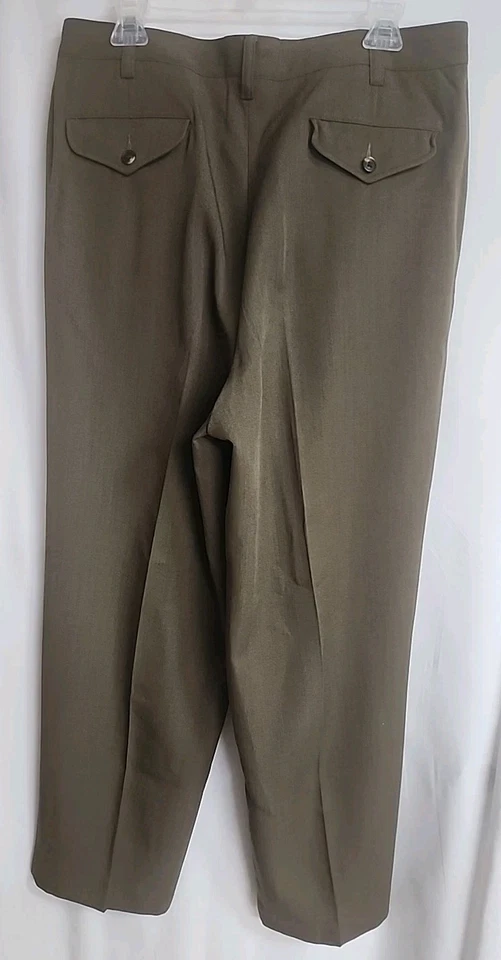 Винтажные плиссированные мужские брюки Banana Republic 34R зеленые/коричневые широкие брюки - Изображение 3 из 4