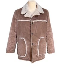 VTG 70s Fort Dodge Ranch Jacket Mens L Brown Sherpa Lining Western Boho Indie 