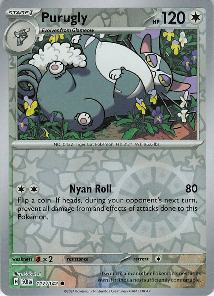 Purugly Reverse Holo 117/142 Common SV07: Stellar Crown NM Pokémon