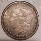 1878 CC Morgan Silver Dollar AU Details Light Cleaning Attractive Toning