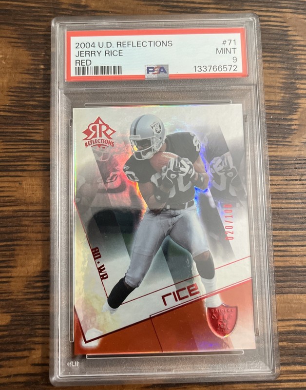2004 UPPER DECK REFLECTIONS RED #71 JERRY RICE HOF #/100 POP 2 PSA 9