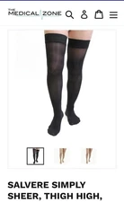 Salvere Medical Women's Simply Sheer Compression Thigh High Black Large 15-20