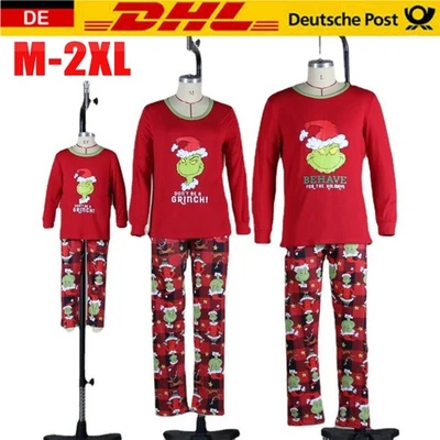 MARKLONS Weihnacht Grinch Nachtwäsche Damen Herren Kinder Familie Pyjama Schlafanzug Kit.