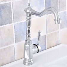 Polished Chrome Bathroom Kitchen Bar Vessel Sink Swivel Faucet Tap ssf643