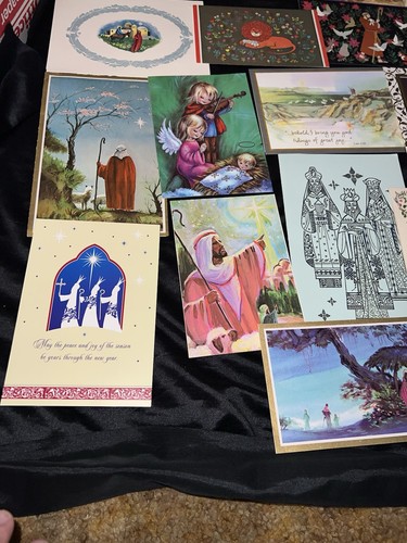 Lot 32 MCM Vintage Greetings Cards Religious Nativity Christmas Card Used - Picture 14 of 18