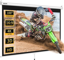 100'' Manual Pull down Projector Screen - 4K HD Retractable Projection Screen wi