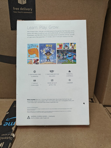 Amazon Fire 7 Kids 16GB 7” Tablet 12th Gen 2022 Release, Blue, Brand New Sealed - Picture 2 of 3