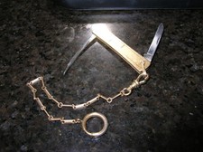 Ancienne chaîne FOB robuste remplie d'or et lame de couteau et lime à ongles