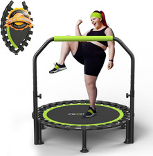 Foldable Mini Trampoline Rebounder 40 48 Inch 450LB Adjustable Bar