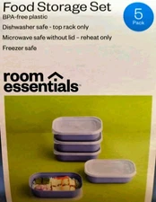 5 pc Food Storage Set 5 Bottoms 5 Lids 4 Cups ea Blue Freezer Dishwasher Safe