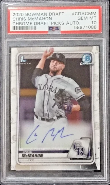 PSA 10 2020 Bowman Draft Chrome Prosp Rookie Autograph #CDA-CMM Chris McMahon RC