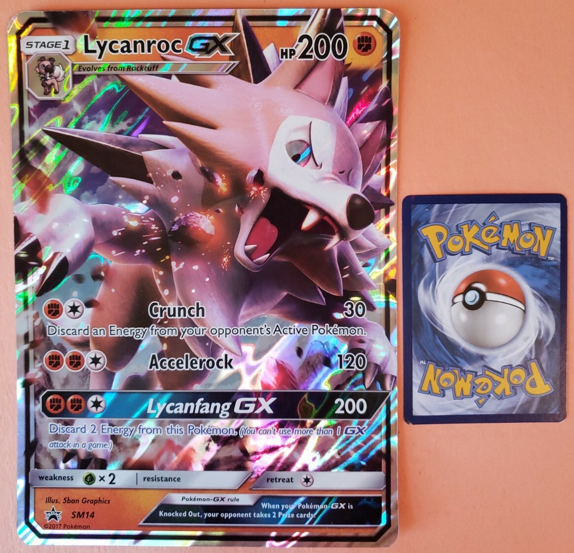 LYCANROC GX ~ SM14 ~ JUMBO/OVERSIZED PROMO POKEMON CARD ~ NM 2017