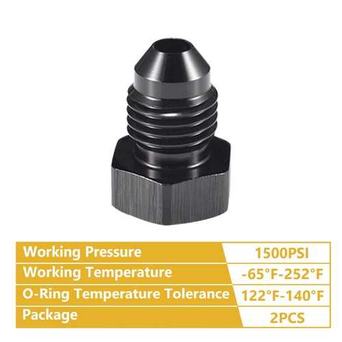 4/6/8/10AN Male Flare Blanking Plug Fitting Adapter Hex Aluminum Black,Pack of 2 - Picture 2 of 9