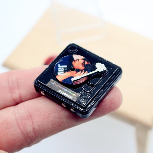 2 Set 1:12 Dollhouse Miniatures Vintage Retro Record Player W/ CD Party Bar - Picture 1 of 9