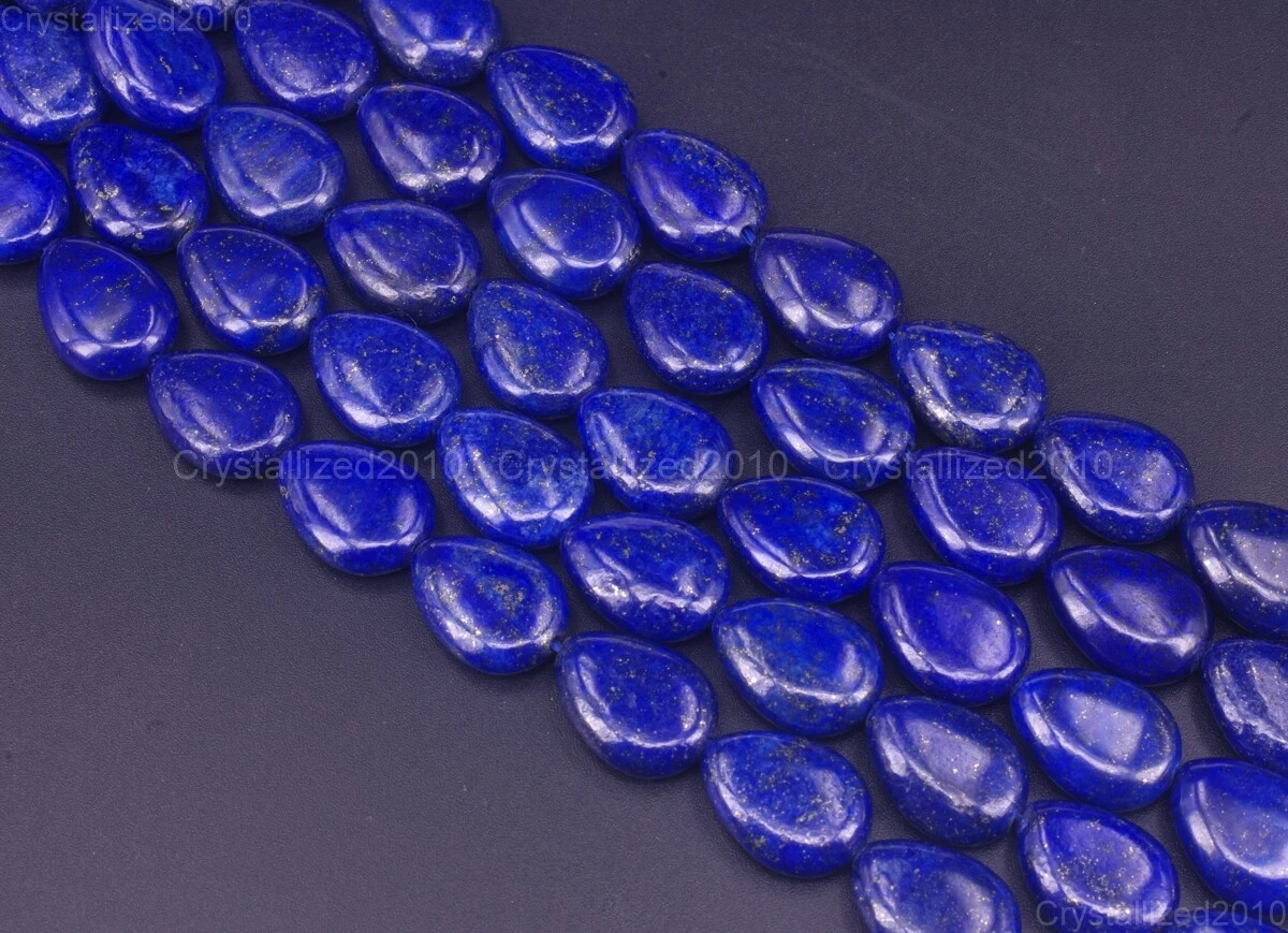 Natural Lapis Lazuli Gemstone Flat Teardrop Beads 10mm 12mm 14mm 16mm 18mm 15.5"