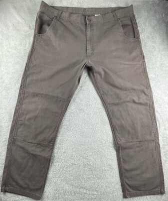 Key Double Knee Canvas Work Pants Mens 42x34 Brown Dungaree Heavy Duty Workwear