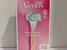 Venus Extra Smooth Pink Razor Handle + 2 Blade Refill Cartridges New