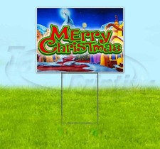 MERRY CHRISTMAS 18x24 Yard Sign Corrugated Plastic Bandit Lawn USA HOLIDAYS