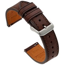 Italian Leather Watch Band - Full-Grain Leather - Dark Brown - 18, 20 or 22mm
